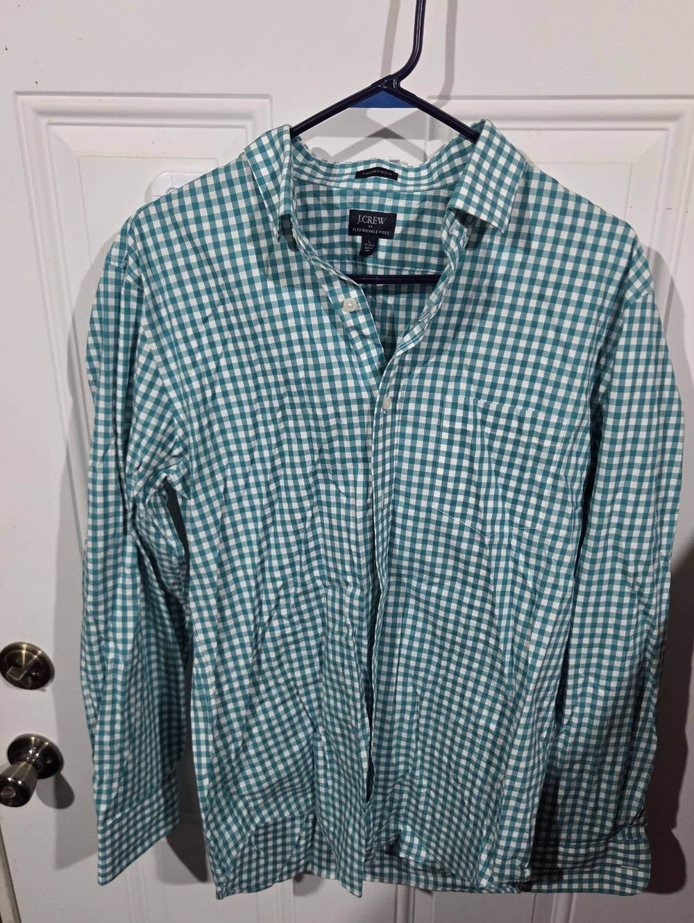 J. Crew Teal and White Gingham Button-Down Shirt - Men's